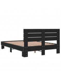 Giroletto Nero 140x200 cm in Legno Multistrato e Metallo