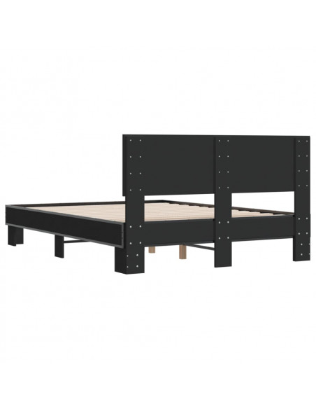 Giroletto Nero 140x200 cm in Legno Multistrato e Metallo