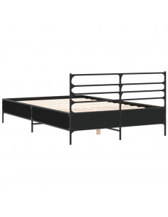 Giroletto Nero 140x200 cm in Legno Multistrato e Metallo