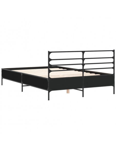 Giroletto Nero 140x200 cm in Legno Multistrato e Metallo
