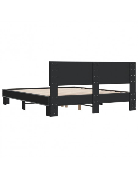 Giroletto Nero 150x200 cm in Legno Multistrato e Metallo