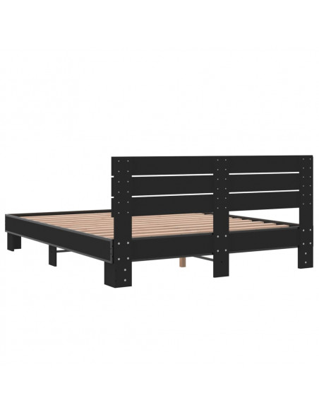 Giroletto Nero 150x200 cm in Legno Multistrato e Metallo