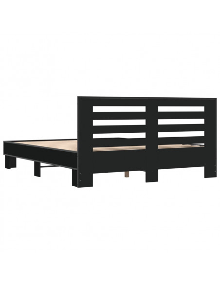 Giroletto Nero 160x200 cm in Legno Multistrato e Metallo