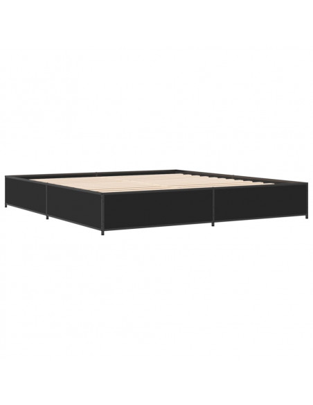 Giroletto Nero 160x200 cm in Legno Multistrato e Metallo