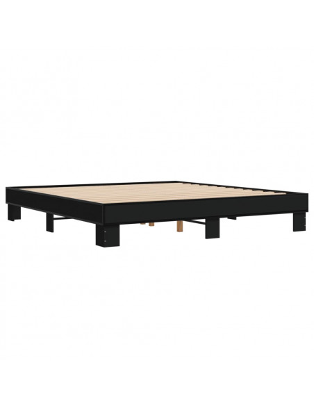 Giroletto Nero 160x200 cm in Legno Multistrato e Metallo