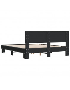 Giroletto Nero 160x200 cm in Legno Multistrato e Metallo