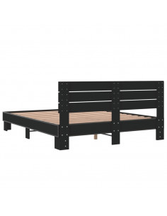 Giroletto Nero 160x200 cm in Legno Multistrato e Metallo