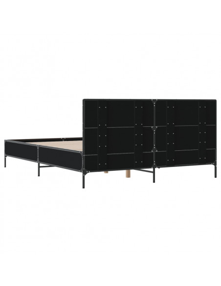 Giroletto Nero 160x200 cm in Legno Multistrato e Metallo