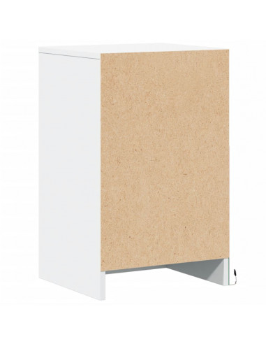 Comodino con Luci LED Bianco in Legno Multistrato