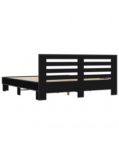 Giroletto Nero 180x200 cm in Legno Multistrato e Metallo