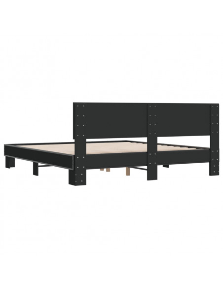 Giroletto Nero 180x200 cm in Legno Multistrato e Metallo