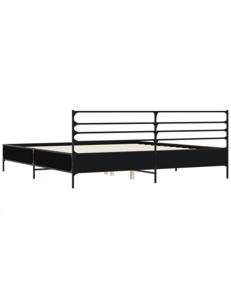 Giroletto Nero 180x200 cm in Legno Multistrato e Metallo