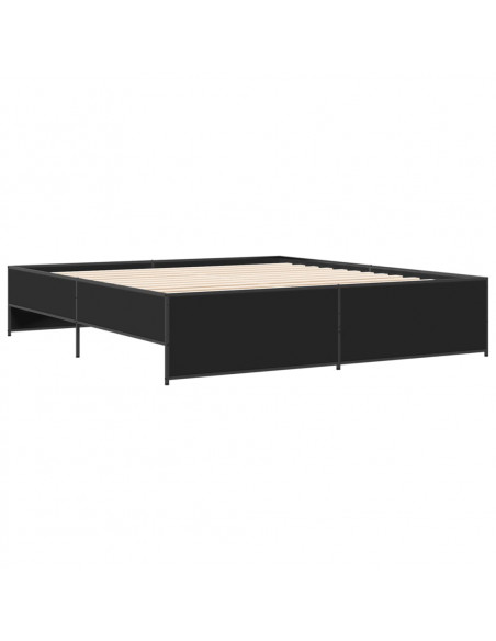Giroletto Nero 180x200 cm in Legno Multistrato e Metallo