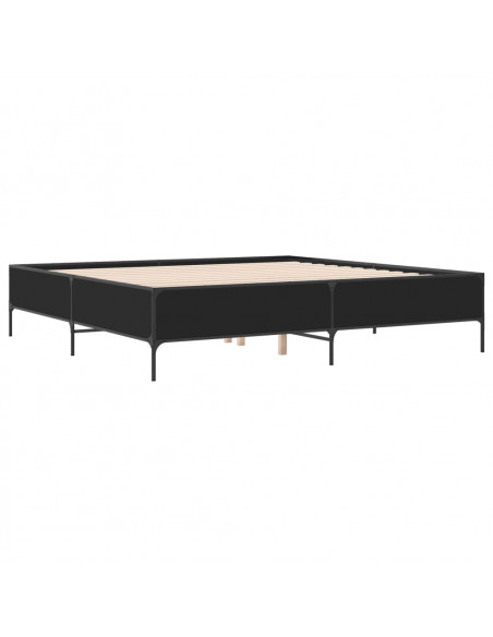 Giroletto Nero 180x200 cm in Legno Multistrato e Metallo