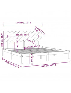 Giroletto Nero 200x200 cm in Legno Massello