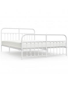 Giroletto con Testiera e Pediera Metallo Bianco 160x200 cm 2