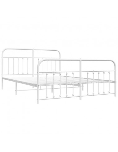 Giroletto con Testiera e Pediera Metallo Bianco 160x200 cm