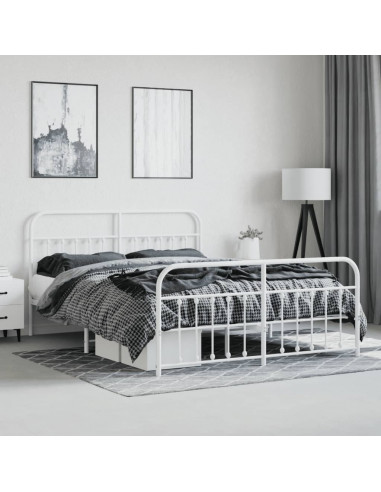 Giroletto con Testiera e Pediera Metallo Bianco 160x200 cm