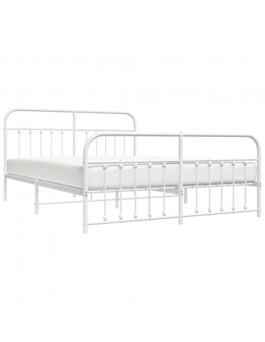 Giroletto con Testiera e Pediera Metallo Bianco 160x200 cm
