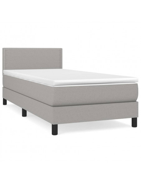 Giroletto a Molle con Materasso Grigio Chiaro 90x190 cm Tessuto
