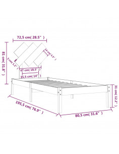 Giroletto Nero 75x190 cm Small Single in Legno Massello