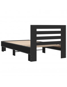 Giroletto Nero 90x190 cm in Legno Multistrato e Metallo