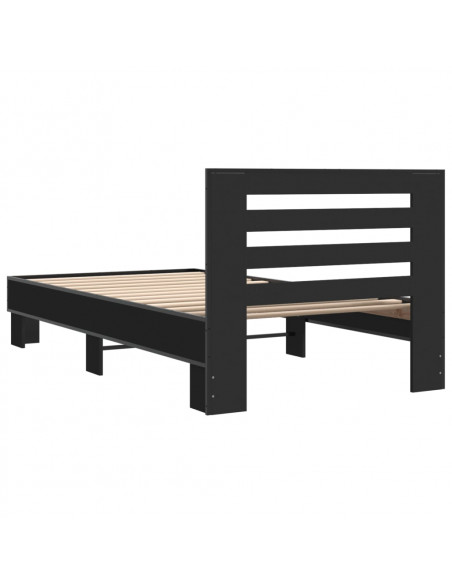 Giroletto Nero 90x190 cm in Legno Multistrato e Metallo