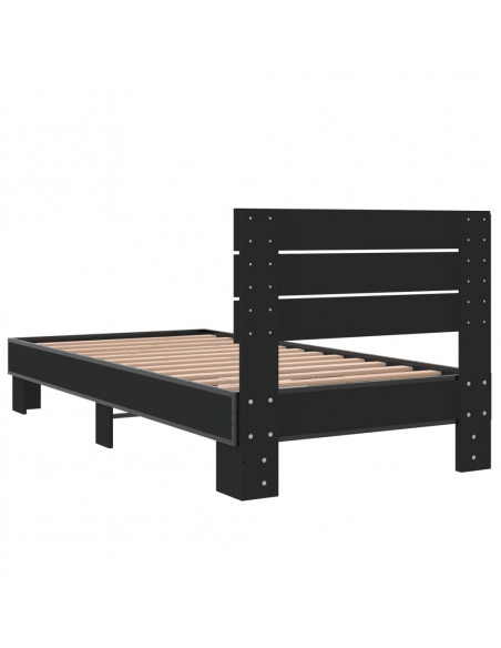 Giroletto Nero 90x190 cm in Legno Multistrato e Metallo