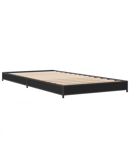 Giroletto Nero 90x200 cm in Legno Multistrato e Metallo