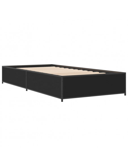 Giroletto Nero 90x200 cm in Legno Multistrato e Metallo