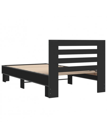 Giroletto Nero 90x200 cm in Legno Multistrato e Metallo