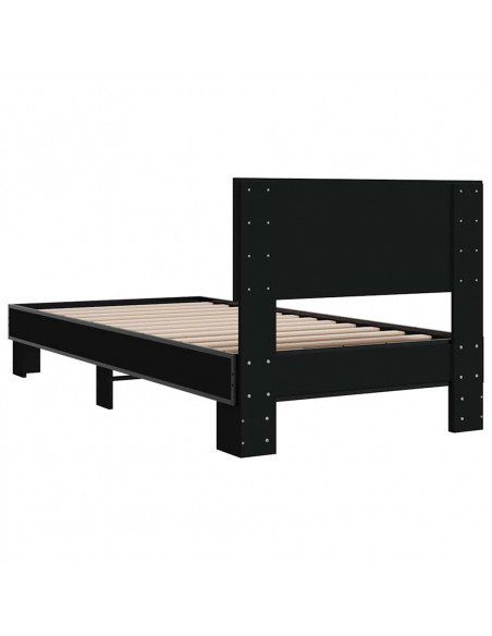 Giroletto Nero 90x200 cm in Legno Multistrato e Metallo