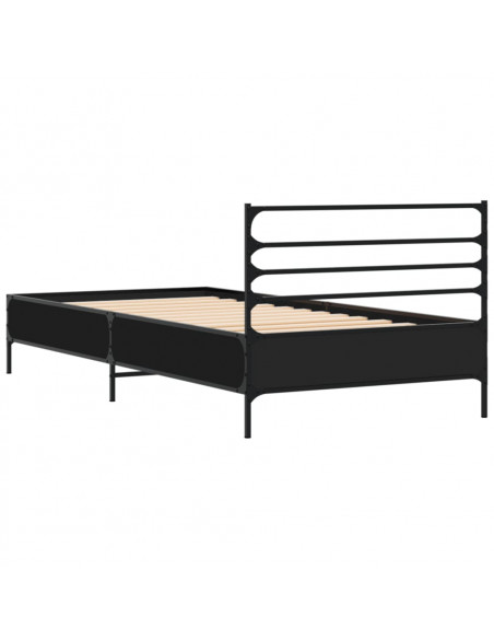 Giroletto Nero 90x200 cm in Legno Multistrato e Metallo