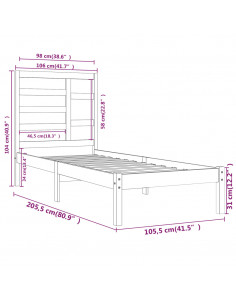 Giroletto Nero in Legno Massello 100x200 cm