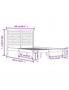 Giroletto Nero in Legno Massello 135x190 cm Double
