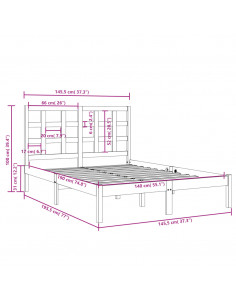 Giroletto Nero in Legno Massello 140x190 cm