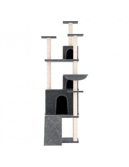 Albero per Gatti con Tiragraffi in Sisal Grigio Scuro 175 cm
