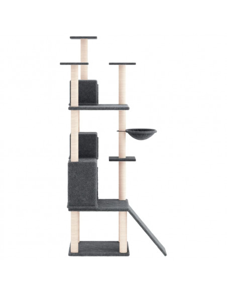 Albero per Gatti con Tiragraffi in Sisal Grigio Scuro 175 cm