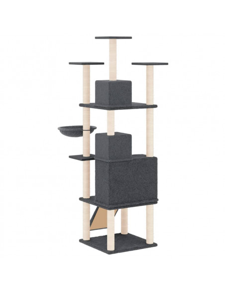 Albero per Gatti con Tiragraffi in Sisal Grigio Scuro 175 cm
