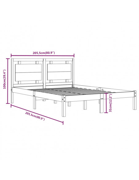 Giroletto Nero in Legno Massello 200x200 cm