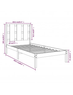 Giroletto Nero in Legno Massello di Pino 100x200 cm