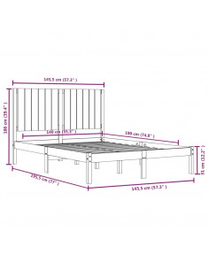 Giroletto Nero in Legno Massello di Pino 140x190 cm