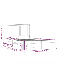 Giroletto Nero in Legno Massello di Pino 140x190 cm