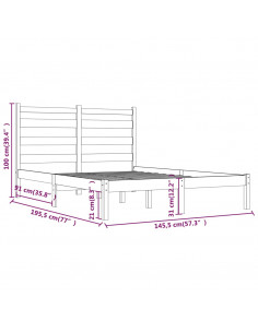 Giroletto Nero in Legno Massello di Pino 140x190 cm