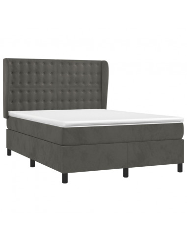 Giroletto a Molle con Materasso Grigio Scuro 140x190 cm Velluto