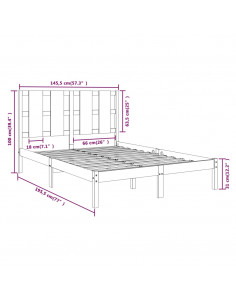 Giroletto Nero in Legno Massello di Pino 140x190 cm
