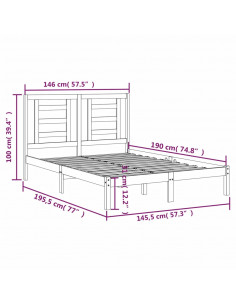 Giroletto Nero in Legno Massello di Pino 140x190 cm