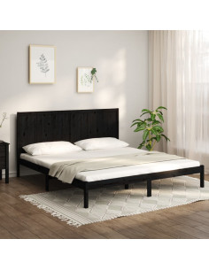 Giroletto Nero in Legno Massello di Pino 200x200 cm