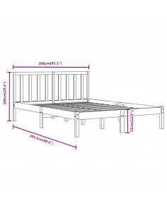 Giroletto Nero in Legno Massello di Pino 200x200 cm