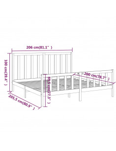 Giroletto Nero in Legno Massello di Pino 200x200 cm